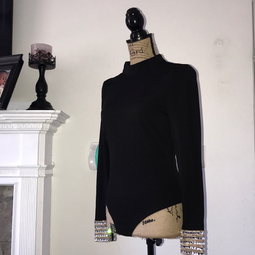 Black bedazzled bodysuit